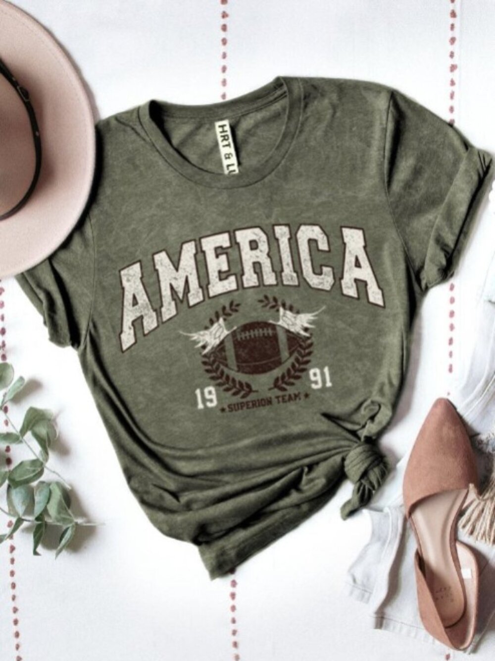 America Football Graphic Tee - Mineral Olive